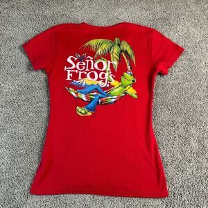 Senor Frogs Shirt Girls XXL 2XL Red Green Puerto Rico Short Sleeve Casual Kids